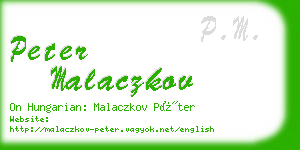 peter malaczkov business card